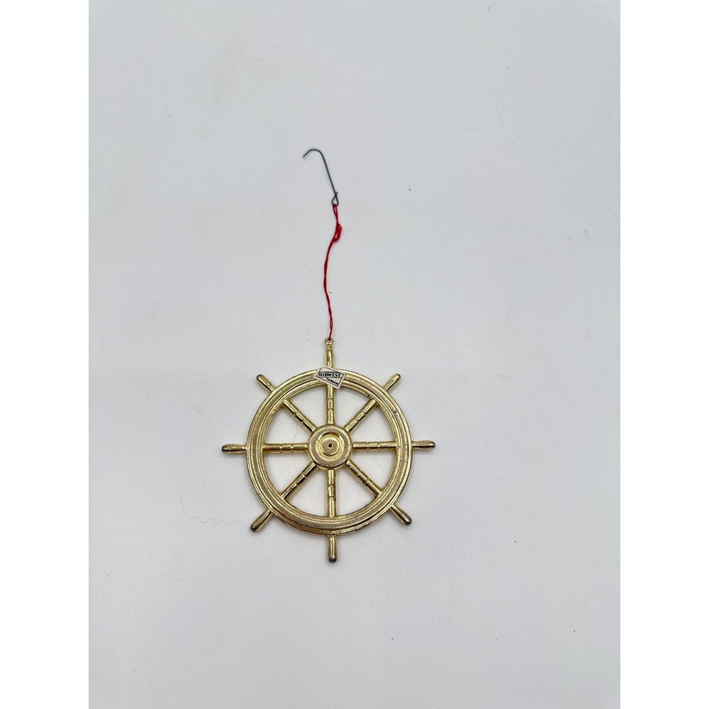 Midwest of Cannon Falls Nautical Ships Wheel Ornament Gold Tone Coastal Decor